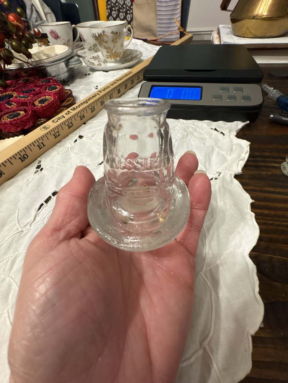 Kessler Vintage Glass Cowboy Hat Toothpick Holder Shot Glass Barware